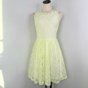 Sunday in Brooklyn White Neon Sleeveless Lace Fit and Flare Dress Size Medium
